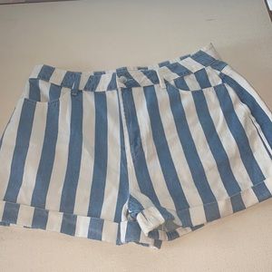 Forever 21+ size 12 striped denim shorts